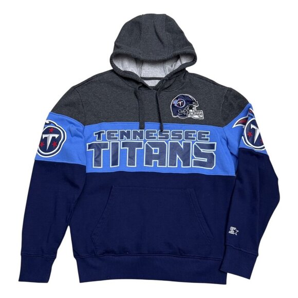 TENNESSEE TITANS NFL Football STARTER Blue Retro Hoodie Sweatshirt Mens Medium - Picture 1 of 5
